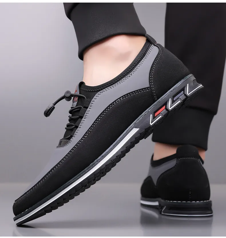 Men's Leather Slip-On Loafers Large Size Casual Shoes - Comfortable Elastic Band Design, Sizes 48-53 showcase 14