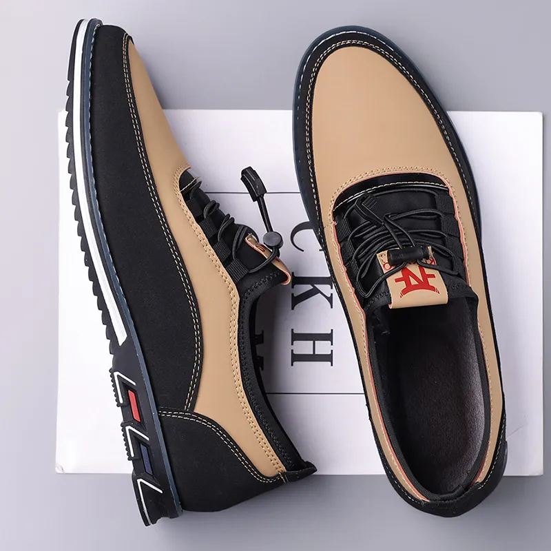 Men's Leather Slip-On Loafers Large Size Casual Shoes - Comfortable Elastic Band Design, Sizes 48-53 thumbnail 7