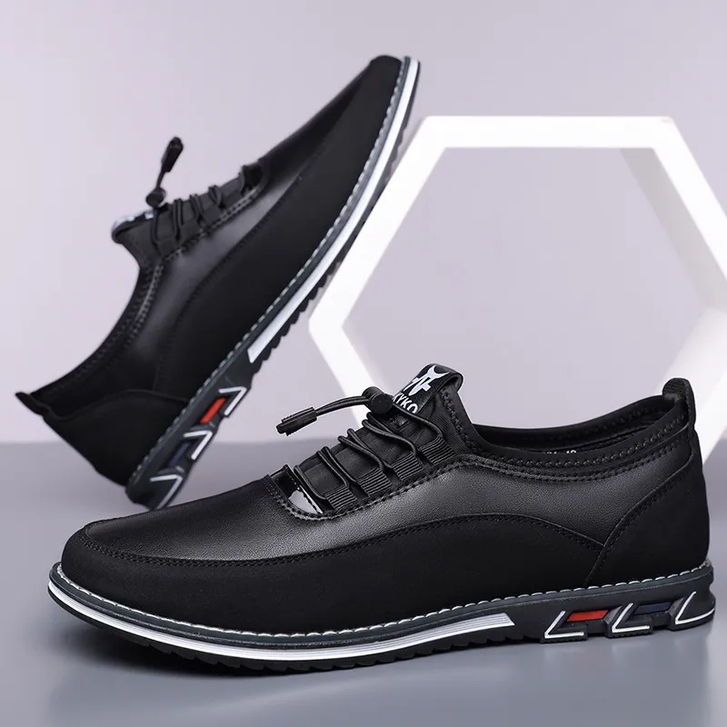Men's Leather Slip-On Loafers Large Size Casual Shoes - Comfortable Elastic Band Design, Sizes 48-53 thumbnail 8