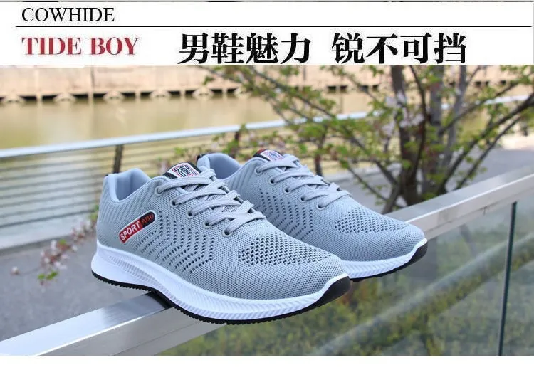 Men's Breathable Knit Sneakers Lightweight Running Shoes Casual Walking Athletic Shoes for Spring Autumn Cross-border Wholesale Comfortable Sneakers showcase 1