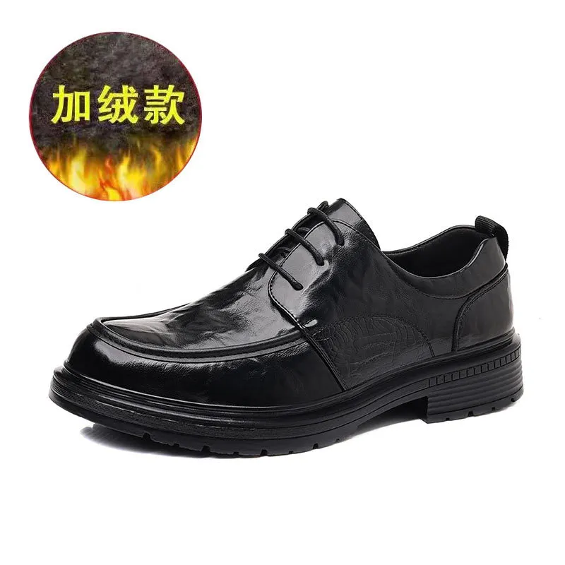 Men's Genuine Leather Dress Shoes - New Popular Style Lace-Up Formal Business Wedding Shoes - Versatile Casual Comfort thumbnail 8