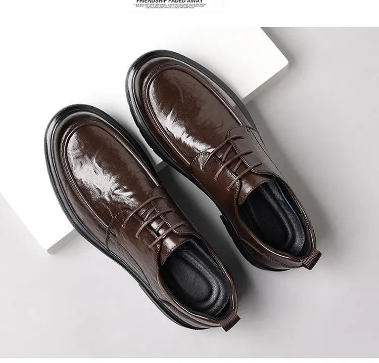 Men's Genuine Leather Dress Shoes - New Popular Style Lace-Up Formal Business Wedding Shoes - Versatile Casual Comfort showcase 13
