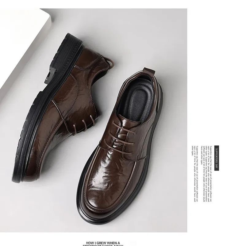 Men's Genuine Leather Dress Shoes - New Popular Style Lace-Up Formal Business Wedding Shoes - Versatile Casual Comfort showcase 12