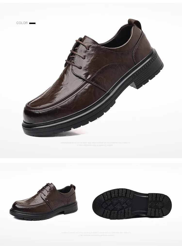 Men's Genuine Leather Dress Shoes - New Popular Style Lace-Up Formal Business Wedding Shoes - Versatile Casual Comfort showcase 14