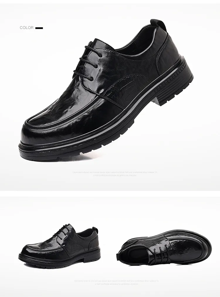 Men's Genuine Leather Dress Shoes - New Popular Style Lace-Up Formal Business Wedding Shoes - Versatile Casual Comfort showcase 15