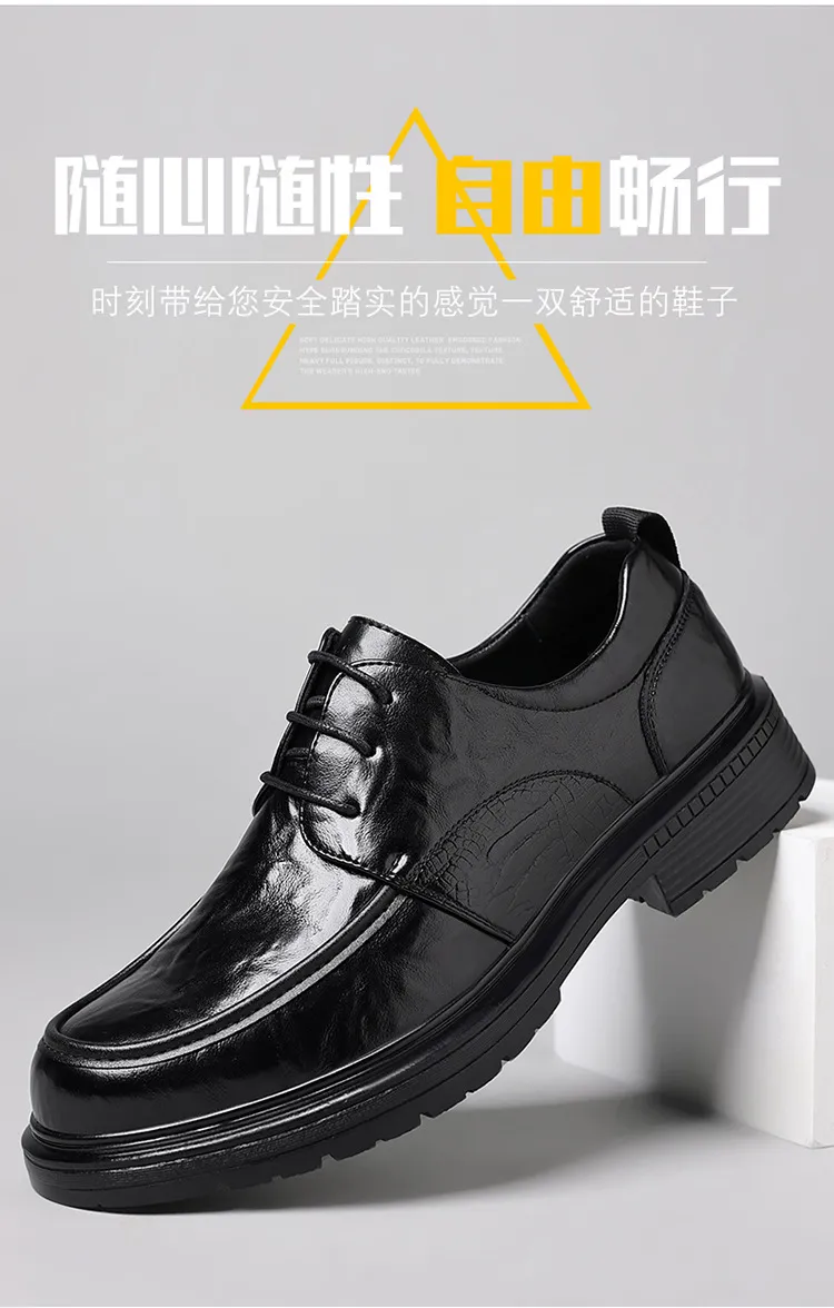 Men's Genuine Leather Dress Shoes - New Popular Style Lace-Up Formal Business Wedding Shoes - Versatile Casual Comfort showcase 1