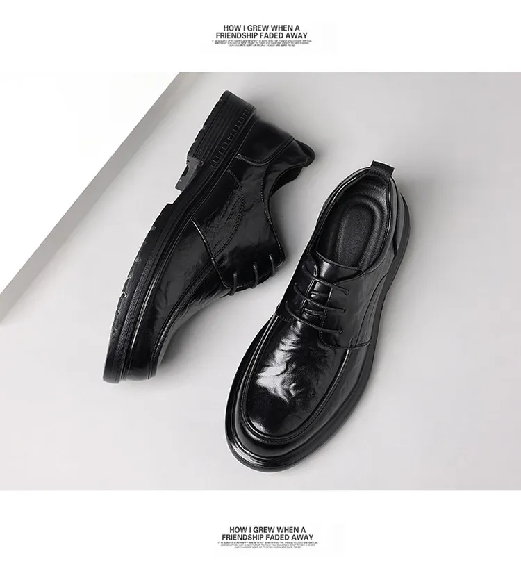 Men's Genuine Leather Dress Shoes - New Popular Style Lace-Up Formal Business Wedding Shoes - Versatile Casual Comfort showcase 10