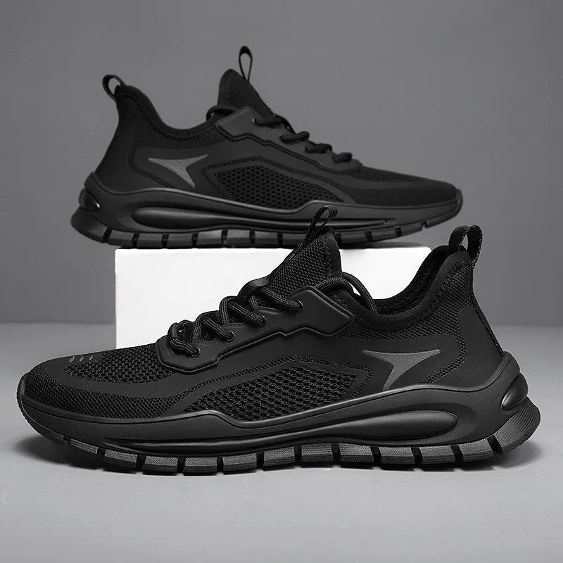 Men's Breathable Mesh Sneakers - Lightweight Summer Casual Shoes - Non-Slip Athletic Walking Shoes for Men - Black thumbnail 2