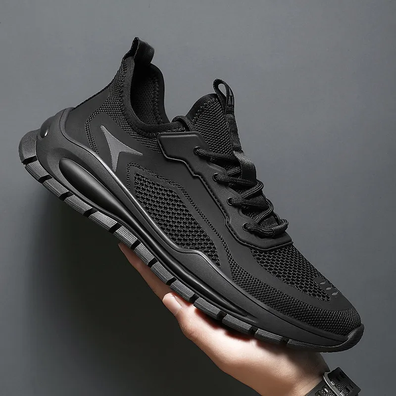 Men's Breathable Mesh Sneakers - Lightweight Summer Casual Shoes - Non-Slip Athletic Walking Shoes for Men - Black thumbnail 6