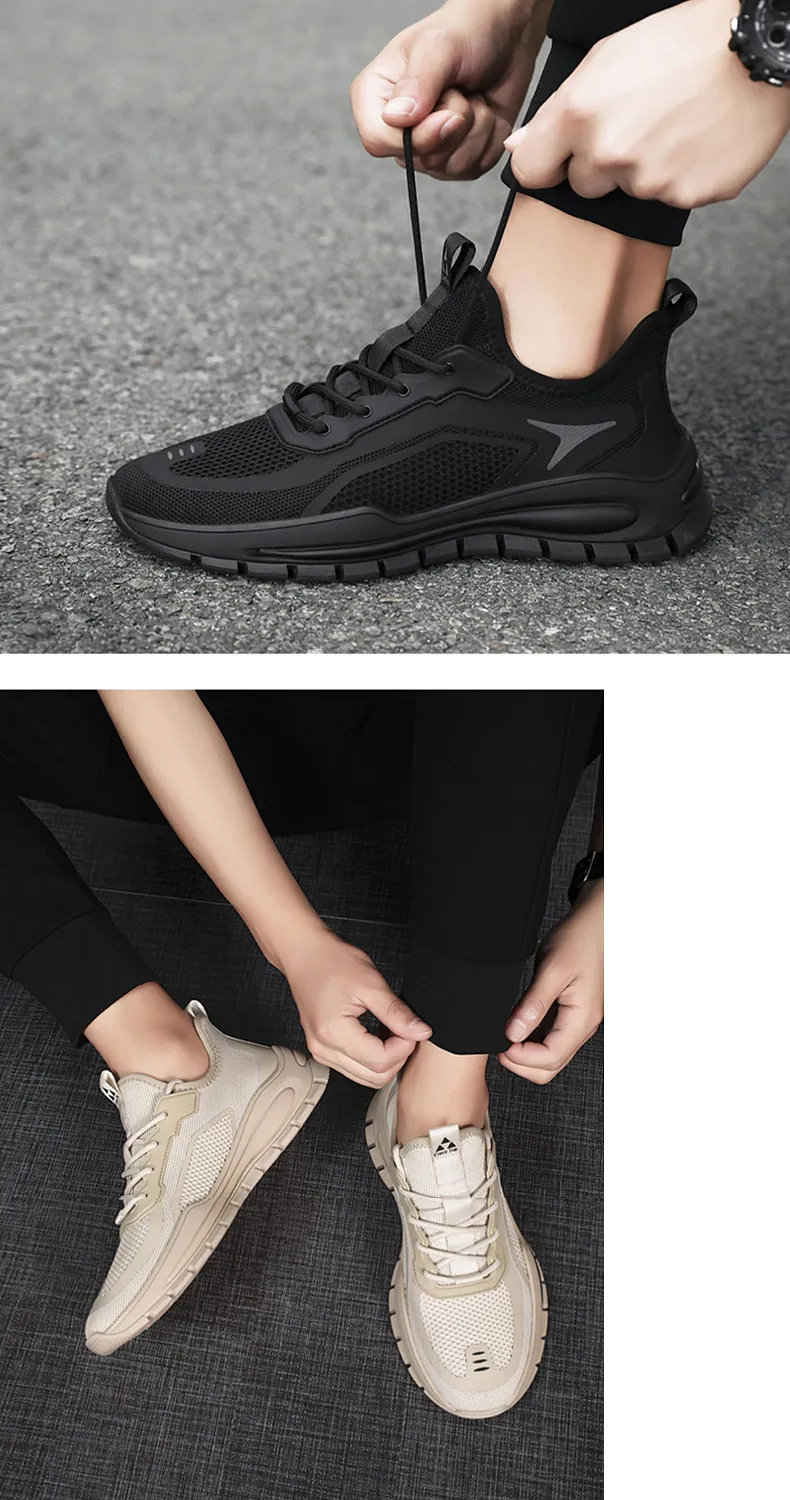 Men's Breathable Mesh Sneakers - Lightweight Summer Casual Shoes - Non-Slip Athletic Walking Shoes for Men - Black showcase 3