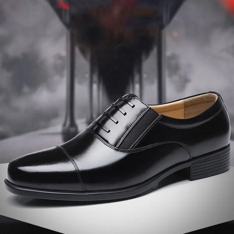 Men's Black Leather Dress Shoes Business Casual Oxford Style Plus Size Available Comfortable Walking Shoes for Work and Formal Occasions thumbnail 1