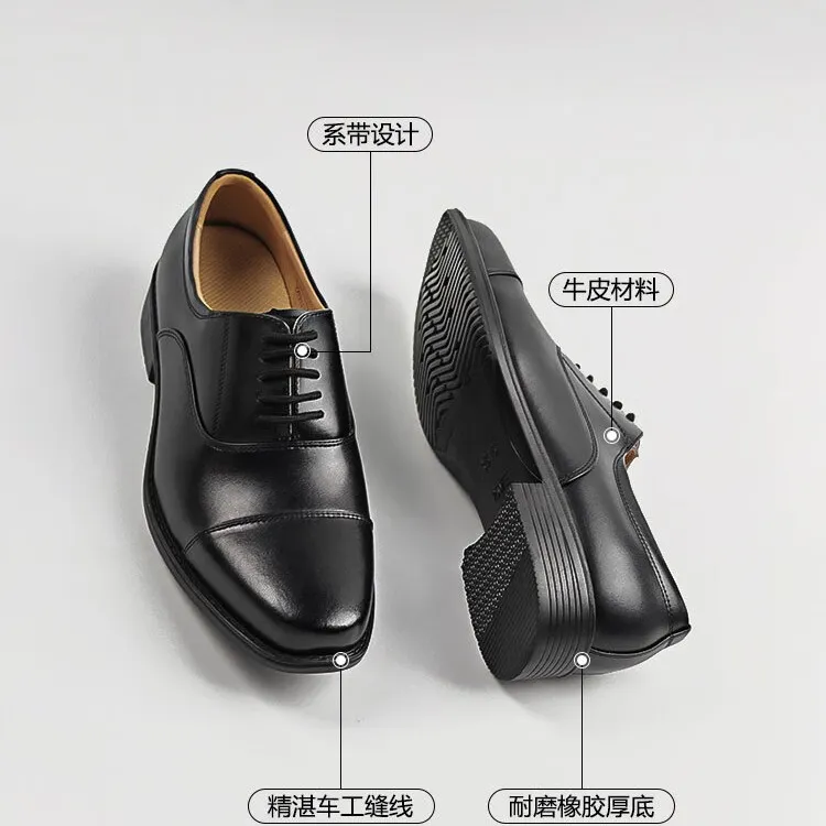Men's Black Leather Dress Shoes Business Casual Oxford Style Plus Size Available Comfortable Walking Shoes for Work and Formal Occasions thumbnail 3