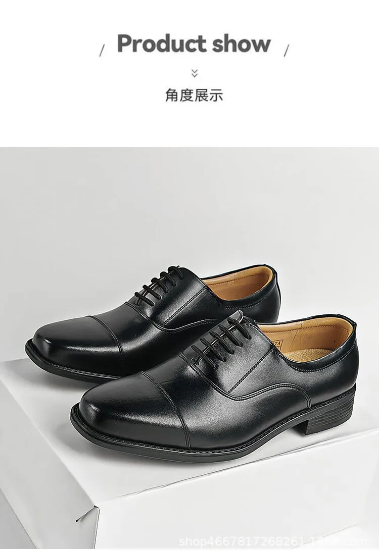 Men's Black Leather Dress Shoes Business Casual Oxford Style Plus Size Available Comfortable Walking Shoes for Work and Formal Occasions showcase 7