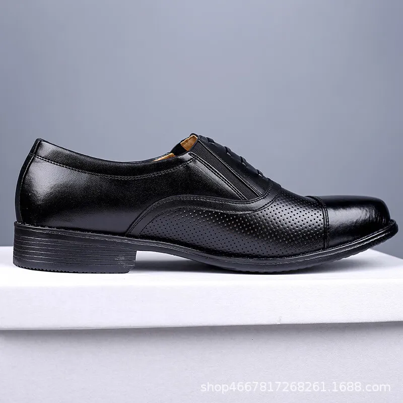 Men's Black Leather Dress Shoes Business Casual Oxford Style Plus Size Available Comfortable Walking Shoes for Work and Formal Occasions showcase 9