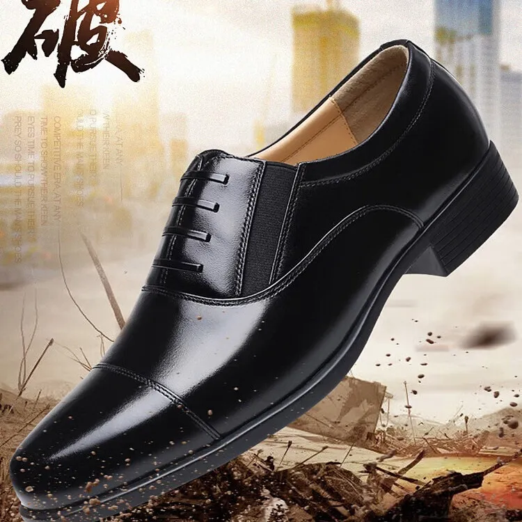 Men's Black Leather Dress Shoes Business Casual Oxford Style Plus Size Available Comfortable Walking Shoes for Work and Formal Occasions thumbnail 4