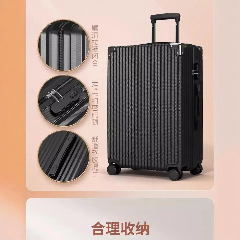 Large Capacity Women's Rolling Luggage Set | Durable Leather Trolley Suitcase with Password Lock | 20-inch Carry-on Spinner Wheels for Travel thumbnail 4