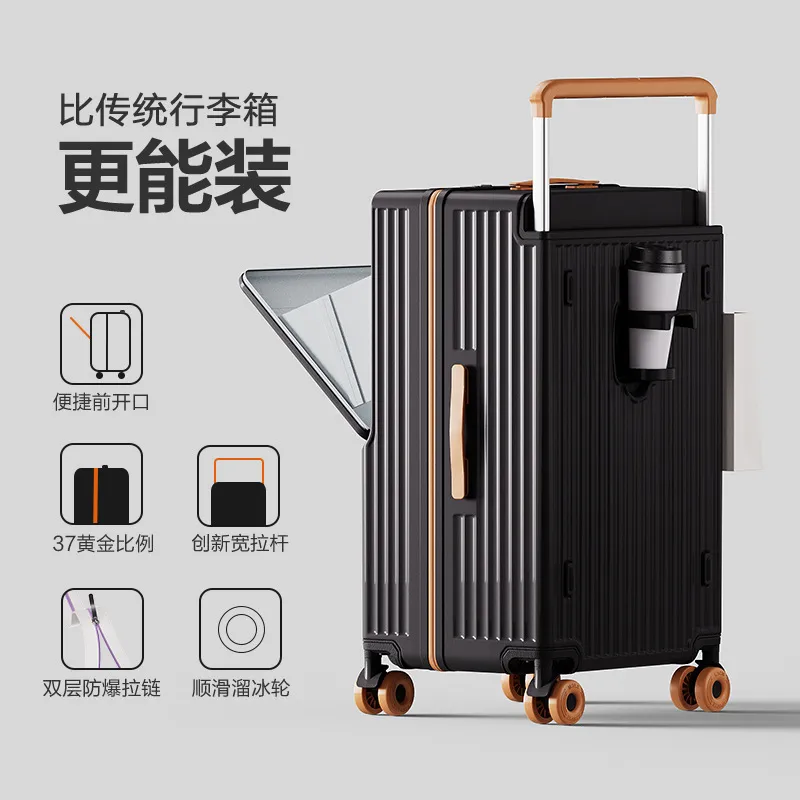Large Capacity Trolley Suitcase with Front Opening - Durable Anti-Shock Travel Luggage with Wheels for Men and Women thumbnail 10