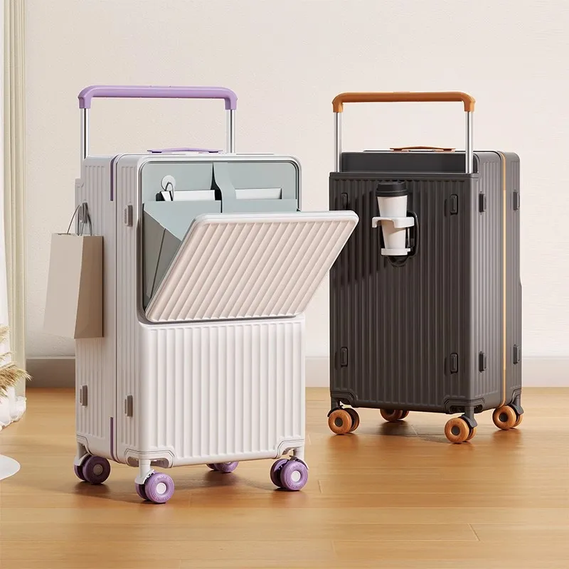 Large Capacity Trolley Suitcase with Front Opening - Durable Anti-Shock Travel Luggage with Wheels for Men and Women thumbnail 1