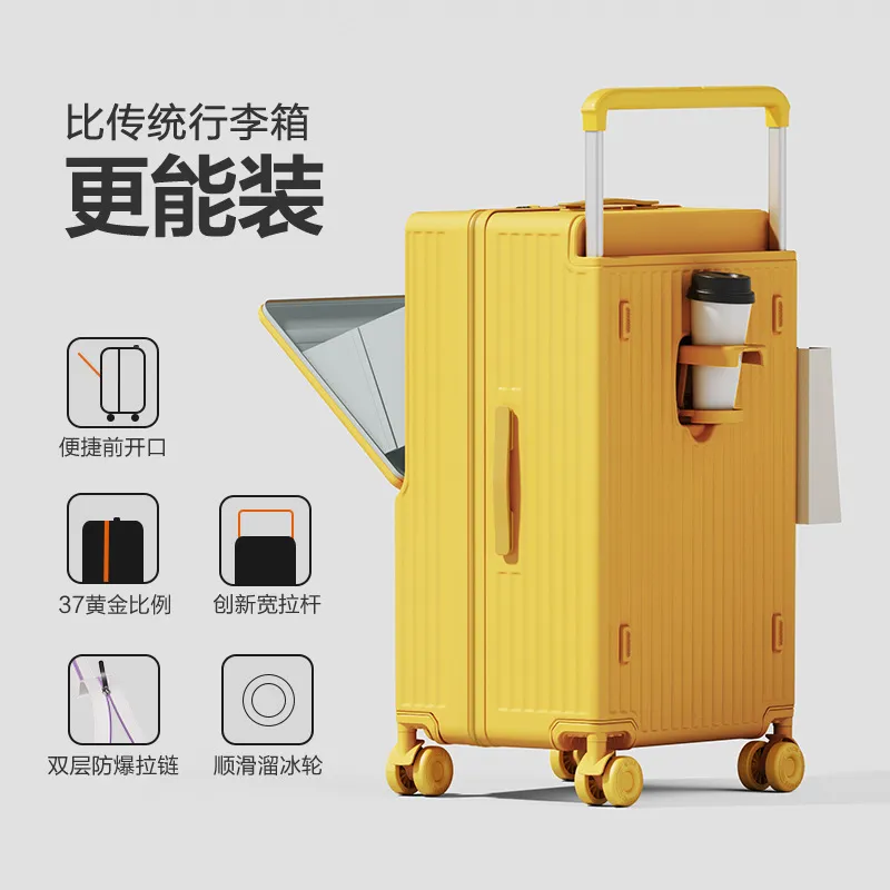 Large Capacity Trolley Suitcase with Front Opening - Durable Anti-Shock Travel Luggage with Wheels for Men and Women thumbnail 7