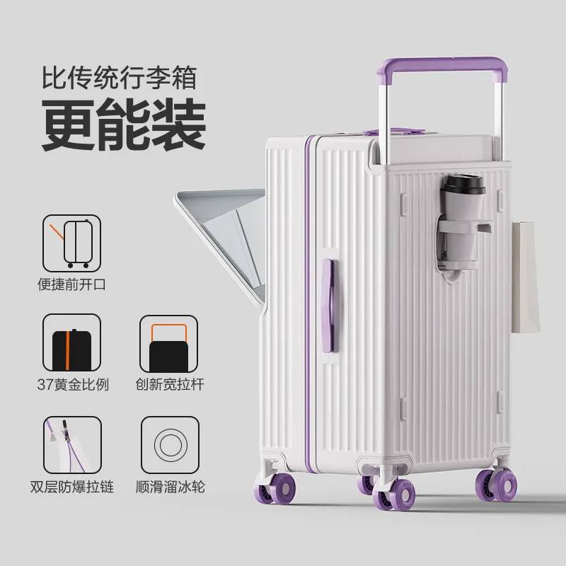 Large Capacity Trolley Suitcase with Front Opening - Durable Anti-Shock Travel Luggage with Wheels for Men and Women thumbnail 8