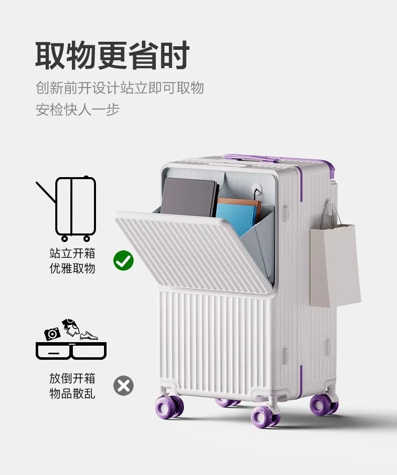Large Capacity Trolley Suitcase with Front Opening - Durable Anti-Shock Travel Luggage with Wheels for Men and Women showcase 4
