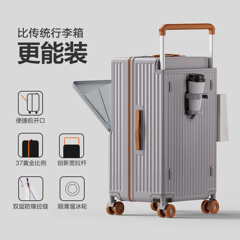 Large Capacity Trolley Suitcase with Front Opening - Durable Anti-Shock Travel Luggage with Wheels for Men and Women thumbnail 6