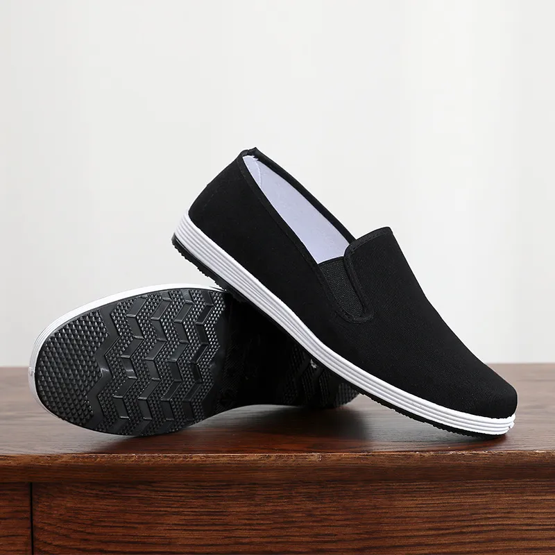 Men's Old Beijing Style Cloth Shoes - Comfortable Non-Slip Work Shoes for Middle-Aged and Elderly Men - Black Fabric Casual Footwear thumbnail 6