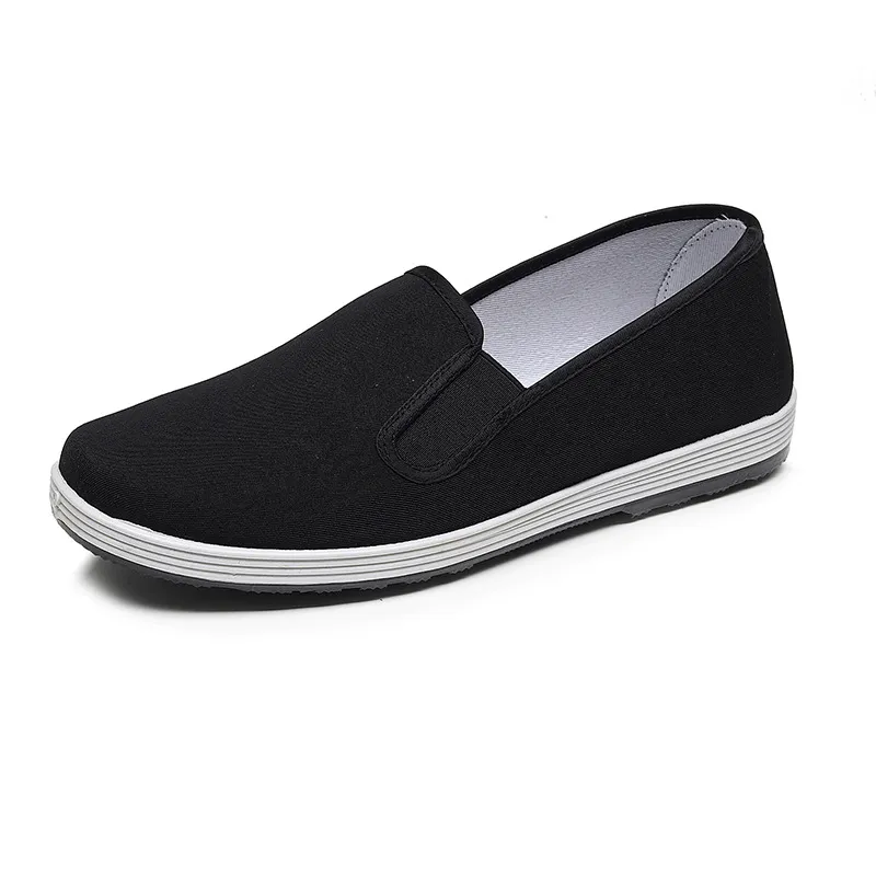 Men's Old Beijing Style Cloth Shoes - Comfortable Non-Slip Work Shoes for Middle-Aged and Elderly Men - Black Fabric Casual Footwear showcase 10