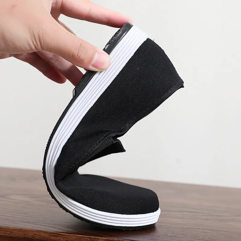 Men's Old Beijing Style Cloth Shoes - Comfortable Non-Slip Work Shoes for Middle-Aged and Elderly Men - Black Fabric Casual Footwear showcase 9