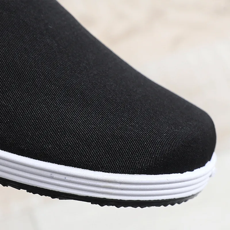 Men's Old Beijing Style Cloth Shoes - Comfortable Non-Slip Work Shoes for Middle-Aged and Elderly Men - Black Fabric Casual Footwear showcase 6