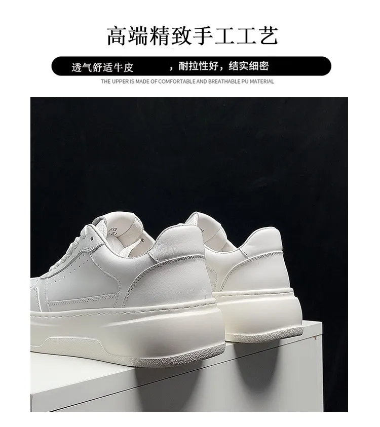 Men's Air Force 1 Pure White Leather Sneakers - Comfortable Thick Sole Trendy Shoes for All Seasons - Casual Fashion Footwear showcase 10