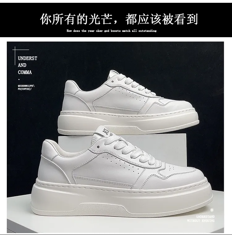 Men's Air Force 1 Pure White Leather Sneakers - Comfortable Thick Sole Trendy Shoes for All Seasons - Casual Fashion Footwear showcase 12