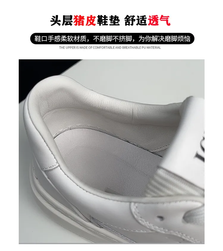 Men's Air Force 1 Pure White Leather Sneakers - Comfortable Thick Sole Trendy Shoes for All Seasons - Casual Fashion Footwear showcase 9