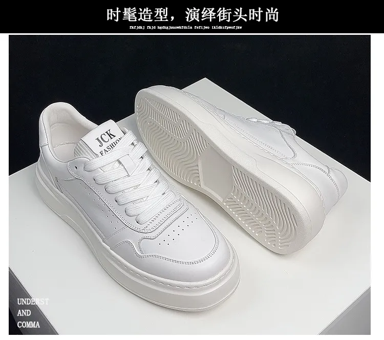 Men's Air Force 1 Pure White Leather Sneakers - Comfortable Thick Sole Trendy Shoes for All Seasons - Casual Fashion Footwear showcase 17