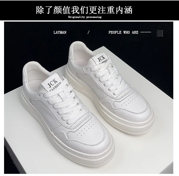 Men's Air Force 1 Pure White Leather Sneakers - Comfortable Thick Sole Trendy Shoes for All Seasons - Casual Fashion Footwear showcase 14