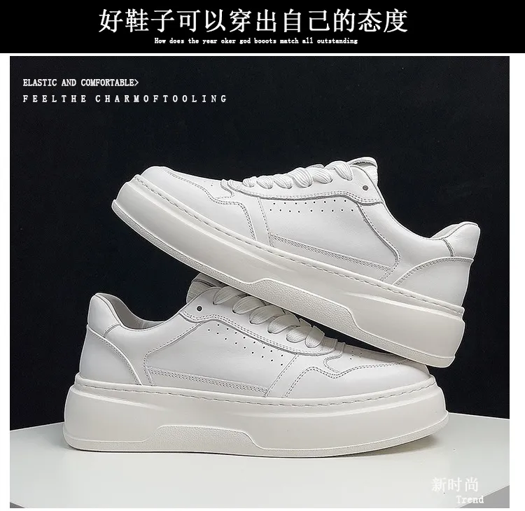 Men's Air Force 1 Pure White Leather Sneakers - Comfortable Thick Sole Trendy Shoes for All Seasons - Casual Fashion Footwear showcase 13