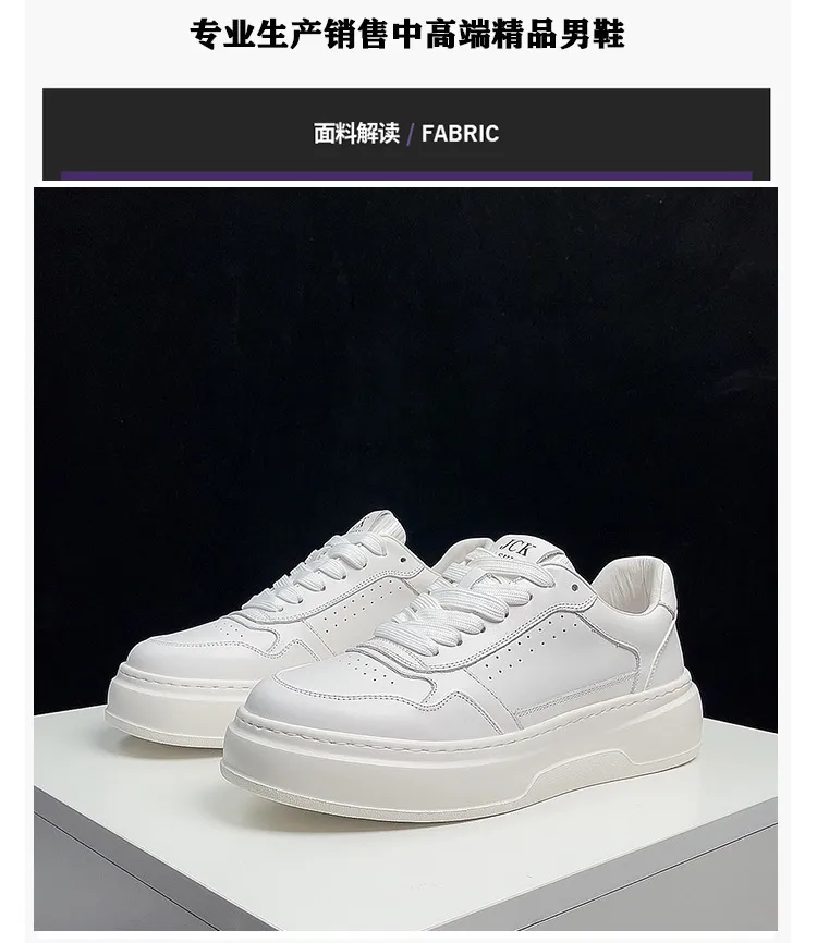 Men's Air Force 1 Pure White Leather Sneakers - Comfortable Thick Sole Trendy Shoes for All Seasons - Casual Fashion Footwear showcase 3