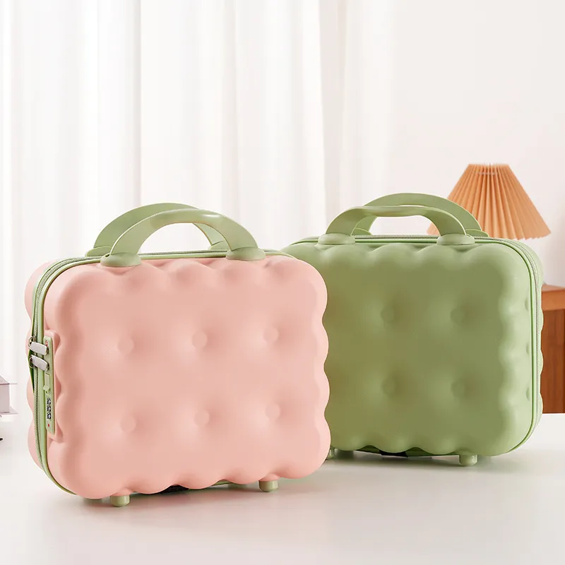 Cute Cartoon 14-inch Rolling Luggage Suitcase, Nail Art Storage Box, Macaron Color, Large Capacity, Portable Carry-on Trolley Case for Girls thumbnail 1
