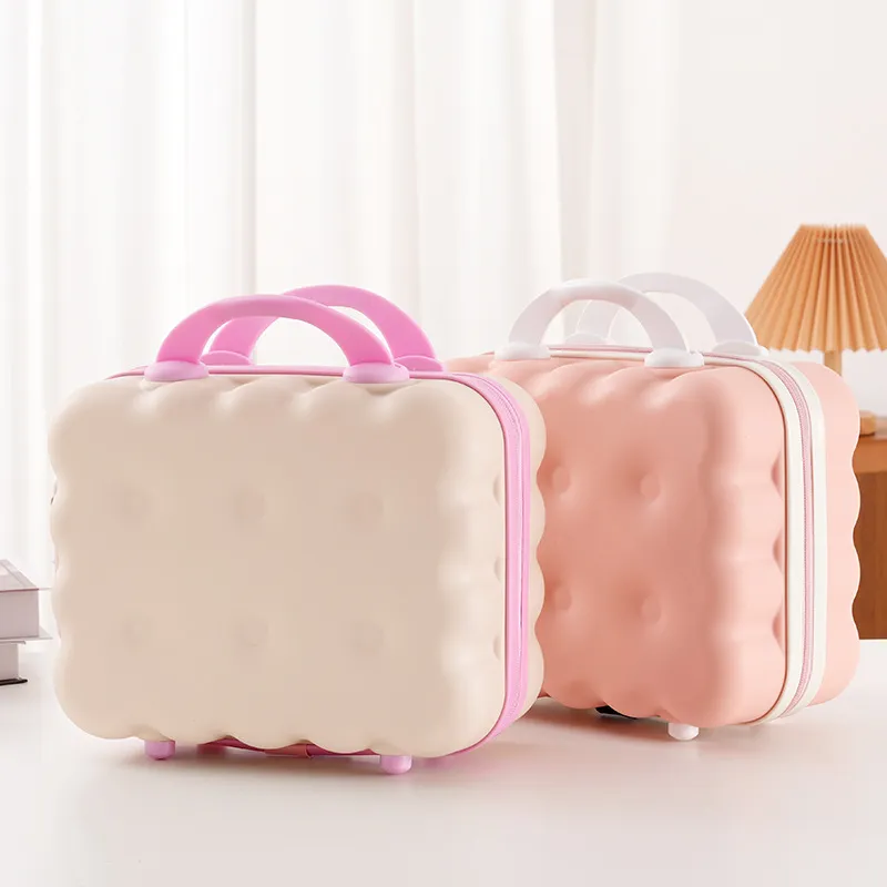 Cute Cartoon 14-inch Rolling Luggage Suitcase, Nail Art Storage Box, Macaron Color, Large Capacity, Portable Carry-on Trolley Case for Girls thumbnail 4