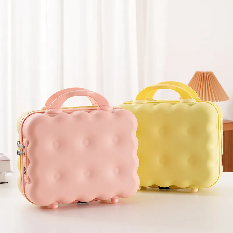 Cute Cartoon 14-inch Rolling Luggage Suitcase, Nail Art Storage Box, Macaron Color, Large Capacity, Portable Carry-on Trolley Case for Girls thumbnail 3