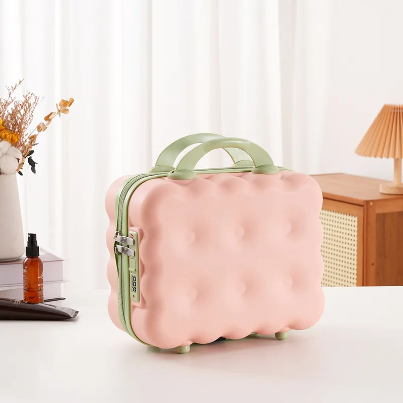 Cute Cartoon 14-inch Rolling Luggage Suitcase, Nail Art Storage Box, Macaron Color, Large Capacity, Portable Carry-on Trolley Case for Girls thumbnail 10