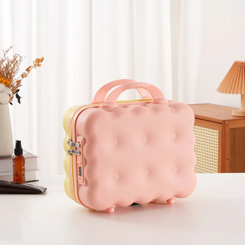 Cute Cartoon 14-inch Rolling Luggage Suitcase, Nail Art Storage Box, Macaron Color, Large Capacity, Portable Carry-on Trolley Case for Girls thumbnail 6
