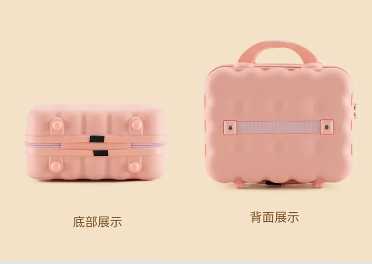Cute Cartoon 14-inch Rolling Luggage Suitcase, Nail Art Storage Box, Macaron Color, Large Capacity, Portable Carry-on Trolley Case for Girls showcase 14