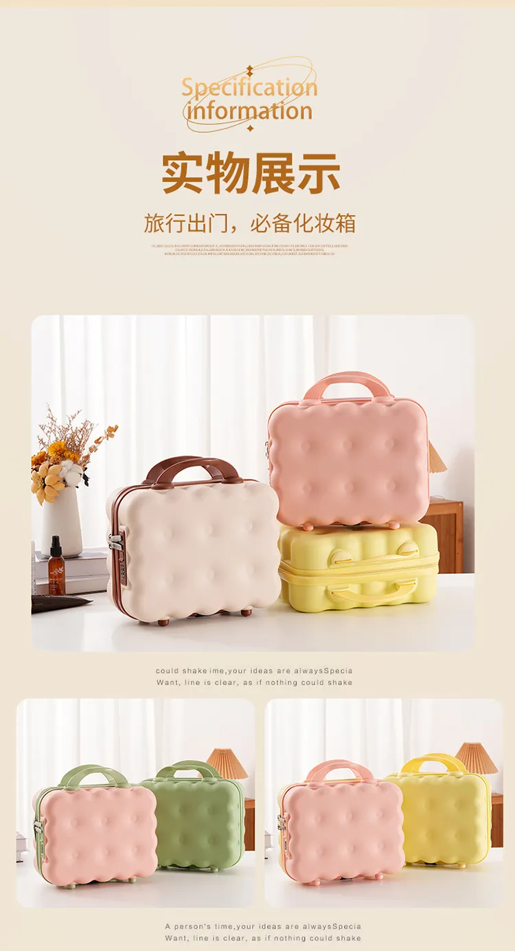 Cute Cartoon 14-inch Rolling Luggage Suitcase, Nail Art Storage Box, Macaron Color, Large Capacity, Portable Carry-on Trolley Case for Girls showcase 16