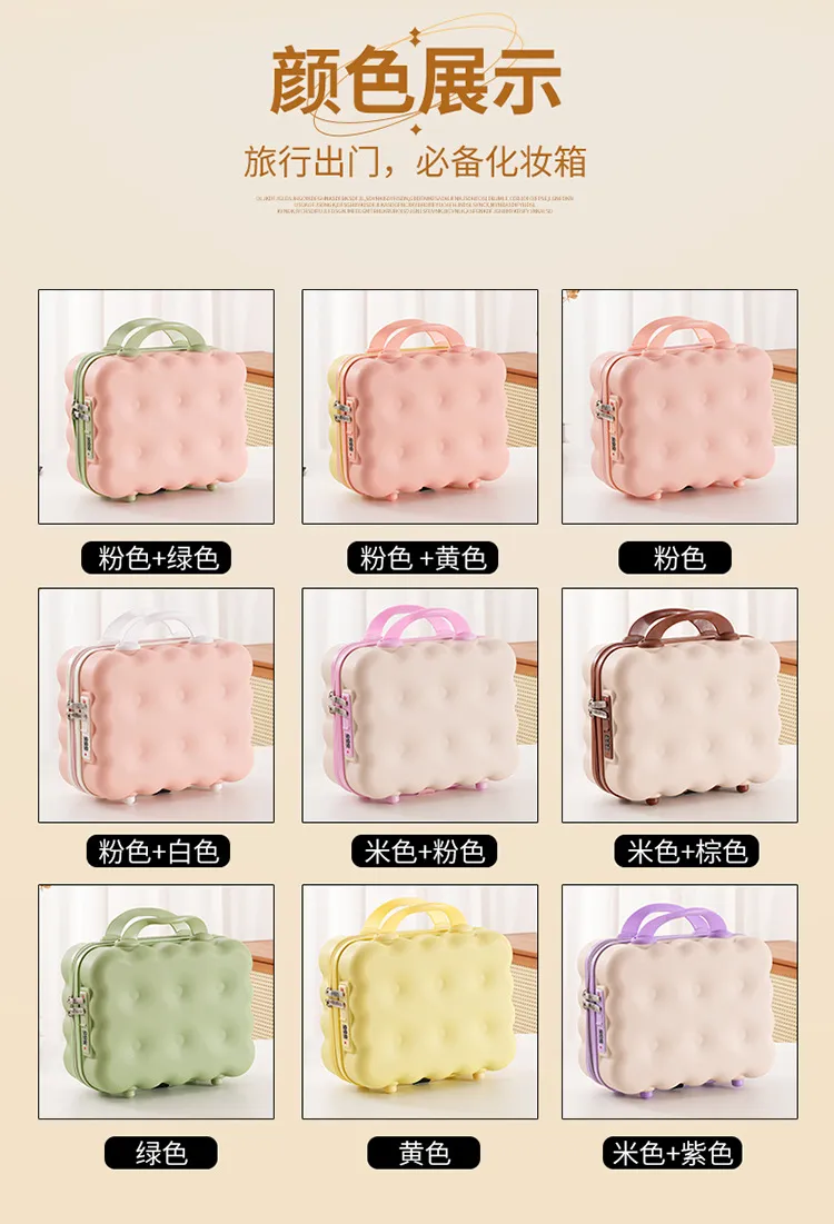 Cute Cartoon 14-inch Rolling Luggage Suitcase, Nail Art Storage Box, Macaron Color, Large Capacity, Portable Carry-on Trolley Case for Girls showcase 12
