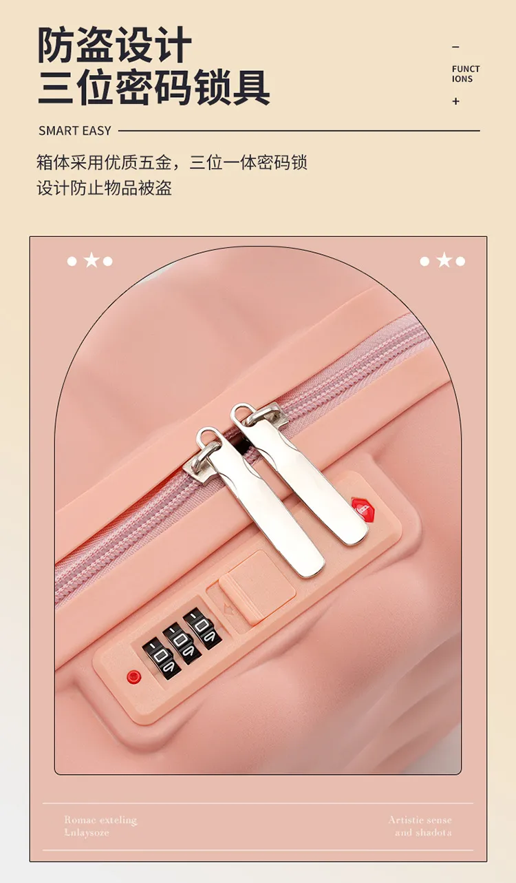 Cute Cartoon 14-inch Rolling Luggage Suitcase, Nail Art Storage Box, Macaron Color, Large Capacity, Portable Carry-on Trolley Case for Girls showcase 7
