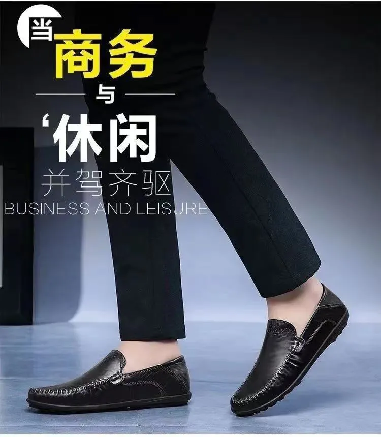 Men's Leather Loafers Slip-On Driving Shoes - Breathable Low-Top Casual Business Shoes - Soft Leather Soft Sole Comfortable Everyday Wear showcase 4