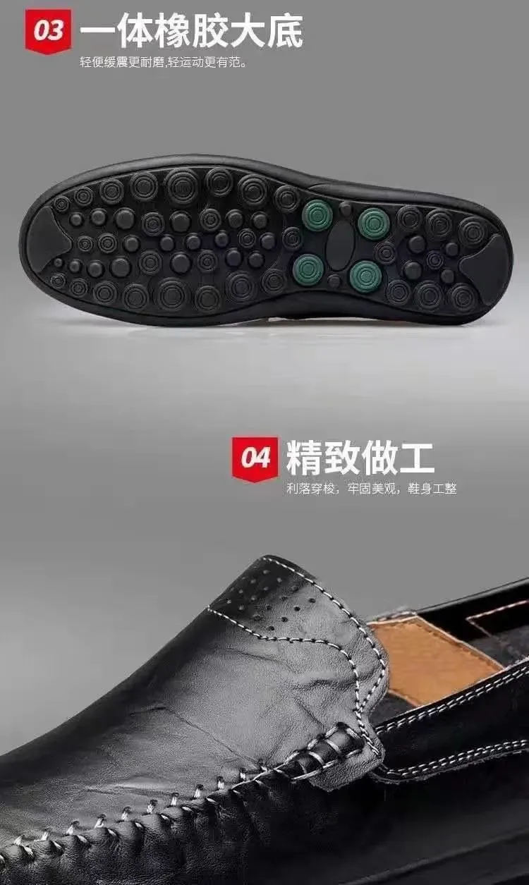 Men's Leather Loafers Slip-On Driving Shoes - Breathable Low-Top Casual Business Shoes - Soft Leather Soft Sole Comfortable Everyday Wear showcase 6