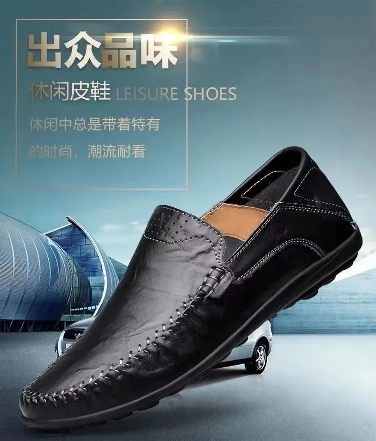 Men's Leather Loafers Slip-On Driving Shoes - Breathable Low-Top Casual Business Shoes - Soft Leather Soft Sole Comfortable Everyday Wear showcase 1