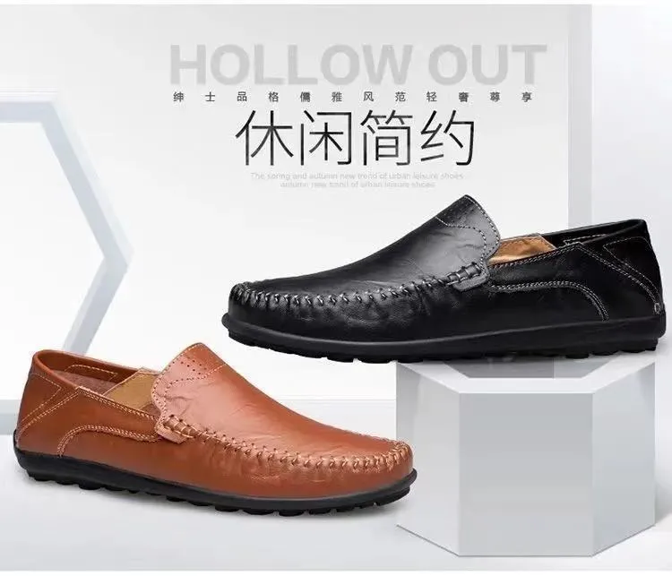 Men's Leather Loafers Slip-On Driving Shoes - Breathable Low-Top Casual Business Shoes - Soft Leather Soft Sole Comfortable Everyday Wear showcase 3